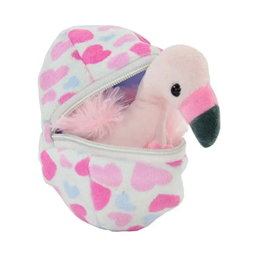 Kögler 75764 - Felicitas, Mini Flamingo aus Plüsch im Ei, ca. 13 cm groß, kleines Plüschtier zum Kuscheln und Liebhaben, als kleines Geschenk für Kinder, Jungen und Mädchen, Rosa