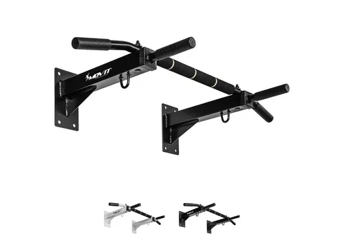 MOVIT Profi Klimmzugstange zur Wandmontage - Klimmzugstange mit extrem stabiler Vierkant-Stahlkonstruktion, bis 350 kg belastbar. Ideal für vielseitiges Training der Oberkörpermuskulatur mit 2 Griffgruppen für abwechslungsreiche Übungen.