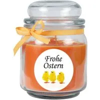 HS Candle Duftkerze & Glas Frohe Ostern Bonbon Ø9 cm Honigmelone Küken