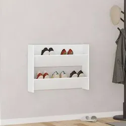 vidaXL Wand-Schuhschrank Weiß 80x18x60 cm - Schuhschrank aus Holzwerkstoff, platzsparend und modern, ideal zur Wandmontage für einen aufgeräumten Eingangsbereich.