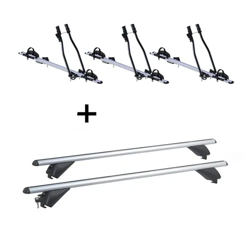 VDP Dachträger & 3x Fahrradträger SAGITTAR für Dacia Lodgy (5Türer) ab 2012 - Gepäckträger mit hochwertigem, abschließbarem Fahrradträger für den sicheren Transport von Fahrrädern. Passend für Dacia Lodgy ab 2012, maximale Tragfähigkeit von 90 kg.