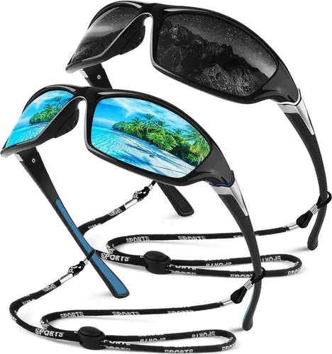 Sunier Polarisierte Sonnenbrille für Herren - Sportliche UV400 Fahrradbrille - Robuste Sonnenbrille mit bruchsicheren Gläsern und leichtem Rahmen. 100% UV400-Schutz für optimale Sicht im Freien. Ideal für Radfahren, Angeln und Laufen. Inklusive praktischer Zubehörteile für unterwegs.