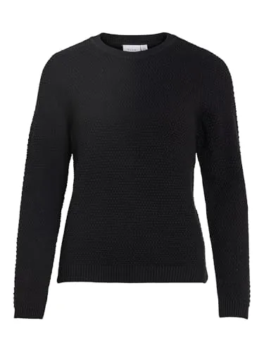 Vila Damen Pullover VIDALO O-Neck L/S Knit TOP - NOOS - Eleganter Rundhals-Pullover mit gerippten Ärmelbündchen, ideal für einen lässigen Look im Alltag. Perfekt für die kühle Jahreszeit.