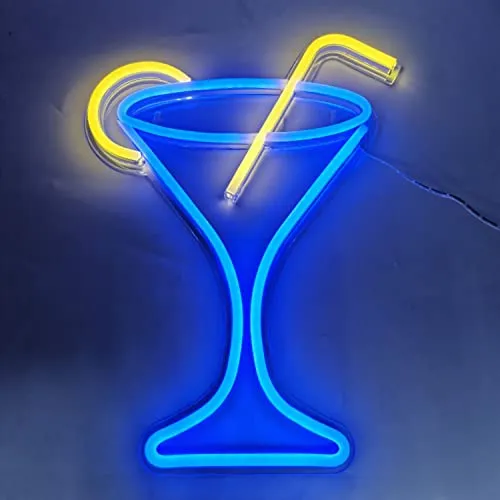 Cocktail Glas Neonlicht LED Schild USB Drink Beleuchtung Leuchtreklame Reklame Licht, Kunst Neonlichter Bar Party Wand Bar Dekoration Geburtstag Wohnzimmer dekorative Wandbeleuchtung Jugendzimmer