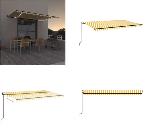 vidaXL Automatische Markise mit LED & Windsensor 500x350 cm Gelb/Weiß