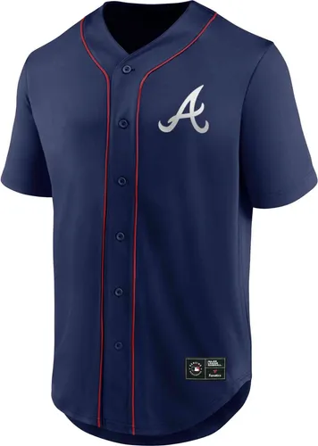 Fanatics Trikot Atlanta Braves Core Foundation, Herren, Gr. L - Herren-Shirts für Baseball-Fans – Erlebe den Spirit der MLB mit diesem stylischen Trikot aus 100% Polyester in Blau, perfekt für Streetwear oder Public Viewing.