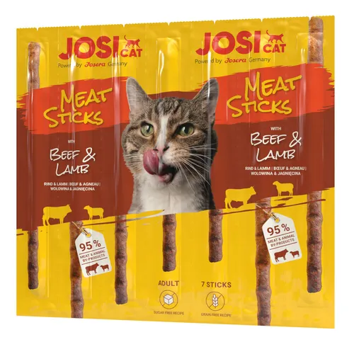JosiCat Meat Sticks Beef & Lamb Kausnacks für Katzen | 20 x 7 Stück a 35 g