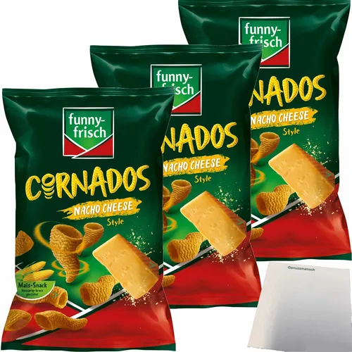 funny-frisch Cornados Nacho Cheese Style 3er Pack 3x80g Packung usy Block