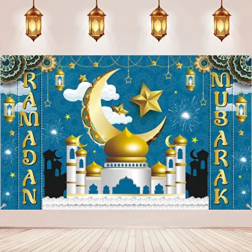 Ramadan Dekoration, Ramadan Mubarak Hintergrund Banner, XXL Ramadan Kareem Banner für Muslim islamische Party Ramadan Deko(180 * 110cm)