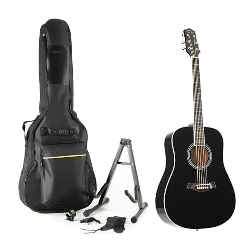 Westerngitarre Red Hill D-1 BK: Dreadnought für Einsteiger und Fortgeschrittene - Gitarren: Vielseitige Westerngitarre mit kraftvollem Klang, Linde-Decke und Mahagoni-Hals für exzellente Klangqualität, inkl. praktischem Zubehörset für den perfekten Start.
