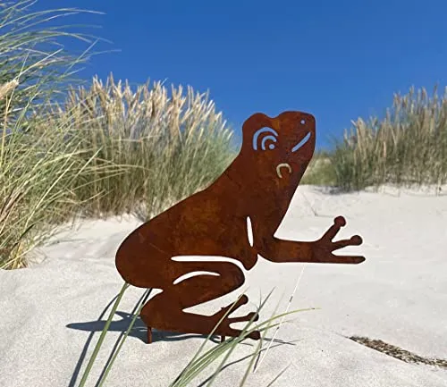 LB H&F Lilienburg Roststecker Gartendeko Beetstecker Rost Metall Teich Deko Gartenteich Miniteich (Gartenstecker Frosch)