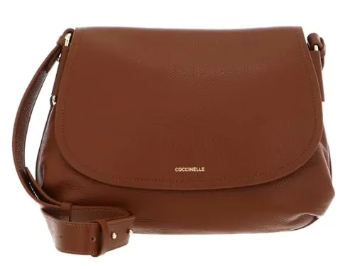 COCCINELLE Rebekka Handbag Grained Leather - Damentaschen, stilvolle Schultertasche aus hochwertigem Rindsleder in zeitlosem Cognac, verstellbarer Tragegurt für optimalen Komfort.