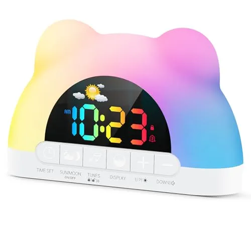 Azyh Kinderwecker mit Schlaftrainer und RGB Nachtlicht