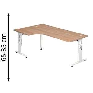 Hammerbacher Schreibtisch O-Serie, L-Form, höhenverstellbar von Hammerbacher