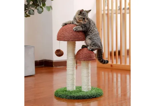 Purpurra Kratzstamm Champignon für Katzen, 48 cm - Charmantes Design - Kratzbaum im einzigartigen Champignon-Look, ideal für Indoor-Katzen. Mit krallenfreundlichem Sisalseil und beweglichem Spielball für stundenlangen Spaß!