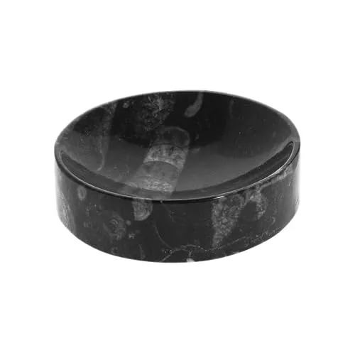 NKlaus Fossilienschale rund aus Orthoceras-Kalkstein 8,5 cm – handpolierte Dekoschale mit Fossilien, ideal für Sammler, Kristalle & Naturfreunde 16592