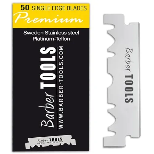 Schachtel mit 50 Klingen für Rasiermesser, Rasiermesser, Wechselklinge – BARBER TOOLS