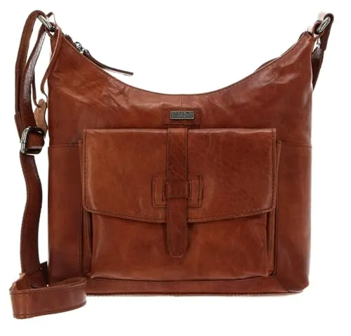 Spikes & Sparrow Umhängetasche Leder 26cm in Brandy - Umhängetasche für Damen aus hochwertigem Leder, mit einem eleganten Design und praktischem Reißverschluss. Ideal für den Alltag und stilvolle Akzente.