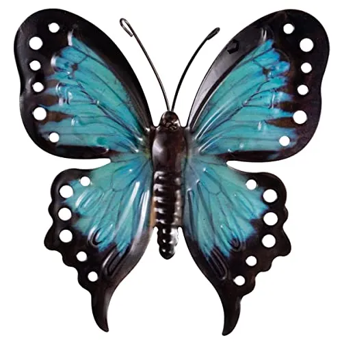 CIM Metall Wand-Deko - Schmetterling Blue Morpho 22cm - tierische 3D Wandbilder - Wandschmuck inkl. praktischer Wandbefestigung - Lebhafte Wandskulptur