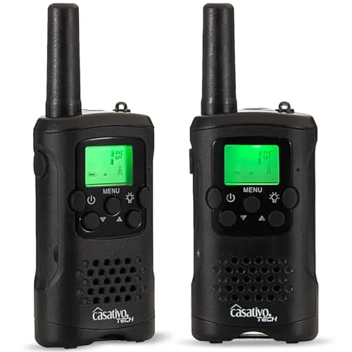 Casativo 4er-Set Profi Akku-PMR-Funkgerät mit Gürtelclip & Taschenlampe - Zuverlässige Kommunikation: Das 4er-Set Profi Akku-PMR-Funkgeräte bietet eine Reichweite von bis zu 10 km und klare Sprachübertragung. Ideal für Beruf und Freizeit! Inklusive Gürtelclips und LED-Taschenlampe für maximale Vielseitigkeit.