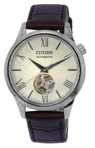 Citizen Calf Lederriemen Offenes Herz Elfenbein Zifferblatt NH9130-17A Herrenuhr