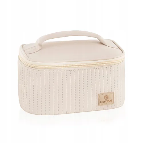 BKP-12 BEIGE Rechteckige gesteppte Kosmetiktasche STELLA