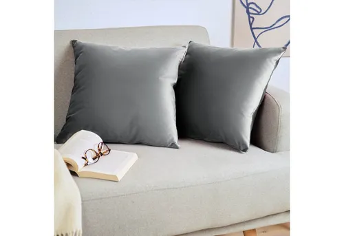 Blumtal Kissenbezug 2er Set - dekorativer Samt Kissenbezug mit verstecktem Reißverschluss, Kissenhülle für Zierkissen, waschbar