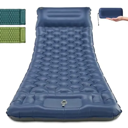 Isomatte Camping 83cm Extra Breite – Aufblasbare Luftmatratze mit Fußpumpe und ergonomischem Kissen - Erleben Sie erholsamen Schlaf mit unserer 83cm breiten Isomatte. Die integrierte Fußpumpe ermöglicht schnelles Aufblasen, während die strapazierfähige Bauweise für Outdoor-Abenteuer ideal ist.