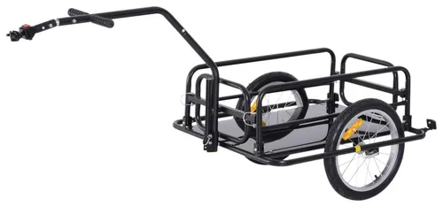 Fahrradanhänger Lastenanhänger 40 kg Belastbarkeit, Klappbare Kupplung, Schwarz