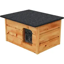 QLS Tierhaus Outdoor - Winterfestes Katzenhaus aus Kieferholz, isoliert und ideal für draußen