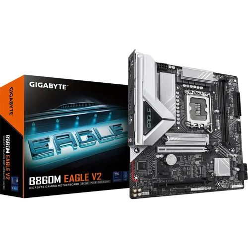 GIGABYTE B860M EAGLE V2 mATX Mainboard - Micro-ATX Mainboard mit Sockel 1851 für Intel Core™ Ultra Prozessoren, unterstützt bis zu 128 GB DDR5 RAM und bietet PCIe 5.0 für maximale Leistung.