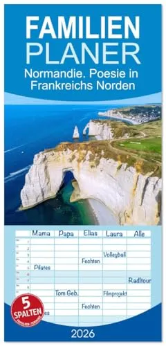 Familienplaner 2026 - Normandie. Poesie in Frankreichs Norden mit 5 Spalten (Wandkalender, 21 cm x 45 cm), CALVENDO: Fachwerkdörfer, Küstenlicht und ... Orte im französischen Norden (CALVENDO Orte)