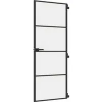 vidaXL Innentür Schlank Schwarz 76x201,5 cm - Moderne Innentür aus robustem Hartglas mit schlankem Aluminiumrahmen, ideal für stilvolle Übergänge und optimalen Sichtschutz in deinem Zuhause.