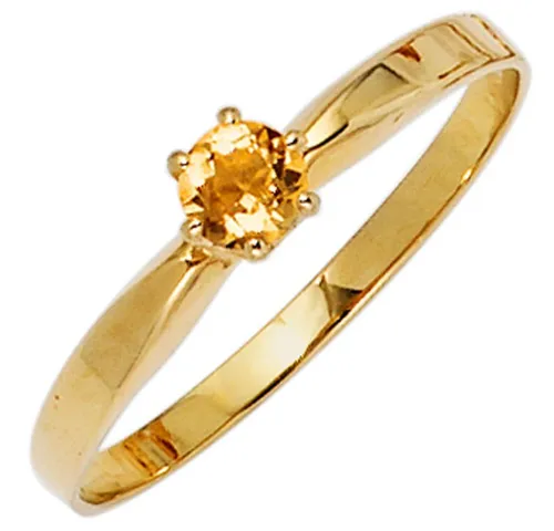 Schmuck Krone Goldring Ring mit Citrin & 585 Gelbgold schlicht, Gold 585