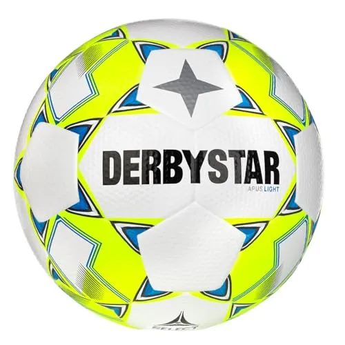 Derbystar Apus Light v24 - Jugend-Trainingsball - Golfbälle, ideal für E- und D-Jugend mit reduzierter Gewicht von ca. 350 g für bessere Handhabung und weichem Ballkontakt dank spezieller Kaschierung.