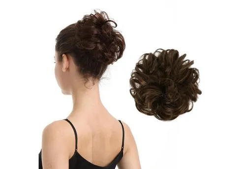 LuxusKollektion Echthaar-Extension Echthaar Haardutt Schwarz Braun Extensions für Damen Mädchen Bun