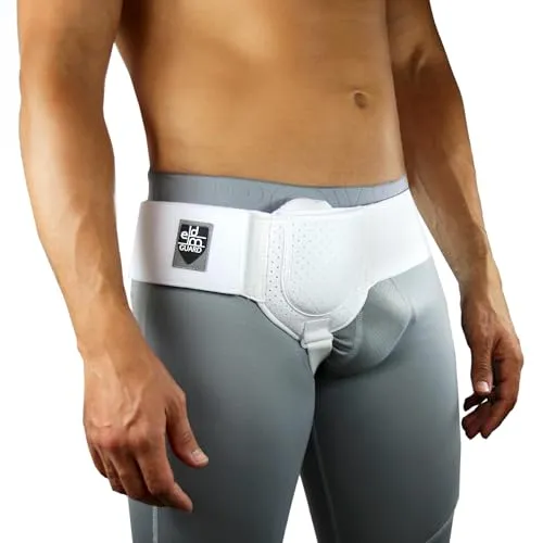 Everyday Medical Leistenbruchgürtel Für Männer Und Frauen – Bruchband Leistenbruch Bandage Links Und Rechts Tragbar – Flexibel Einstellbarer Leistenbruch Gürtel (Weiß, L/XL (112-140 CM Hips))