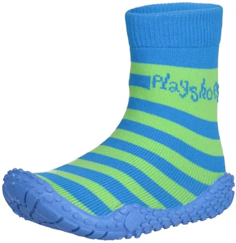 Playshoes Unisex Kinder Aquasocken Wassersportschuh Aquasocken, 174802, Grün Streifen