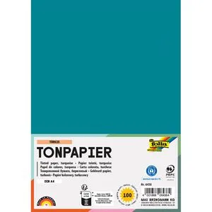 Folia Tonpapier 6438, A4, türkis, 130g/m², 100 Blatt