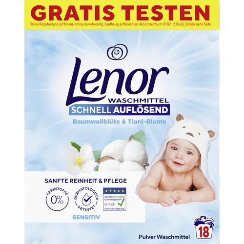Lenor Vollwaschmittel Pulver Sensitiv 18 WL 8006530200578