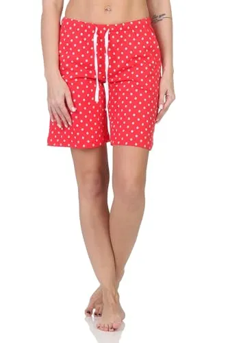 Normann Damen Shorty Schlafanzug Pyjama Hose kurz - Mix & Match - perfekt zu kombinieren, Farbe:Punkte_pink, Größe:44-46