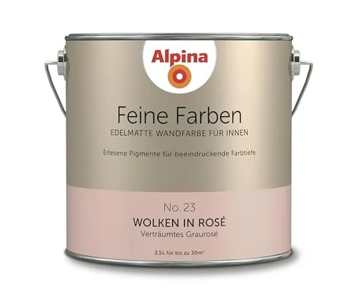 Alpina Feine Farben No. 23 Wolken in Rosé - Edelmatte Wandfarbe für einzigartige Farbwirkungen, beeindruckende Farbtiefe und einfache Verarbeitung – ideal für stilvolle Raumgestaltungen.