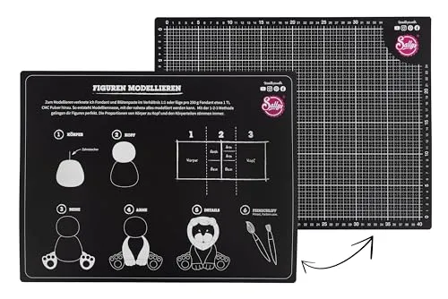 Sallys Schneidematte A3 Cutting Mat (44 x 34 cm, 3 mm dick) selbstheilende Oberfläche, beidseitig verwendbar, rutschfest, millimetergenaues Raster zum perfekten Abmessen