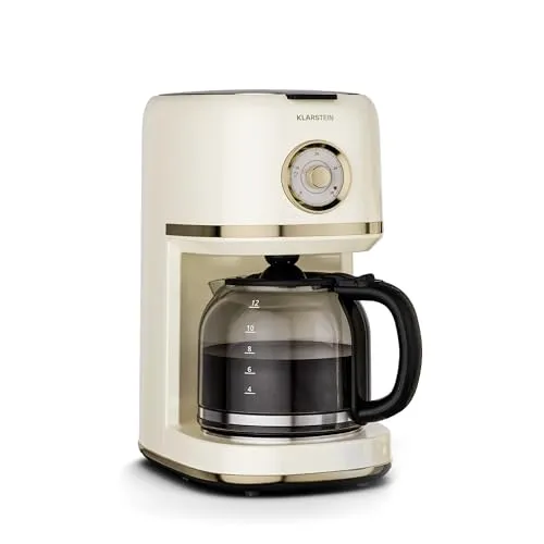 Klarstein Victoria Filterkaffeemaschine – Retro-Design, 1,5 L für bis zu 12 Tassen, Warmhaltefunktion