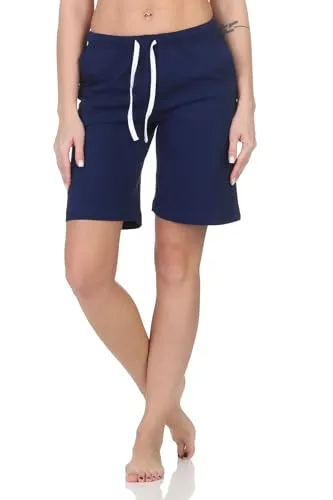 Normann Damen Shorty Schlafanzug Pyjama Hose kurz - Mix & Match - perfekt zu kombinieren, Farbe:Marine, Größe:44-46