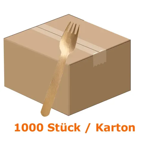 Einweggabel NatureStar BIO Birke 1000 Stück lebensmittelecht, robust, Länge: 160 mm, Kartonabgabe 388561