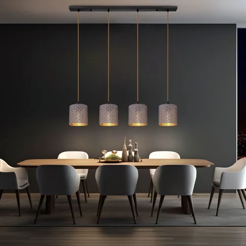 Hängelampe Esstischlampe Pendelleuchte - Elegante Textilgrau Leuchte für Ihr Wohnzimmer - Lampen - Stilvolle Pendelleuchte mit anpassbarer Höhe bis 150 cm und individueller Lichtgestaltung durch E27-Leuchtmittel. Perfekt für moderne Innenräume!