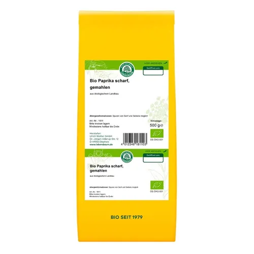 Paprika scharf gemahlen 500g | LEBENSBAUM von Lebensbaum
