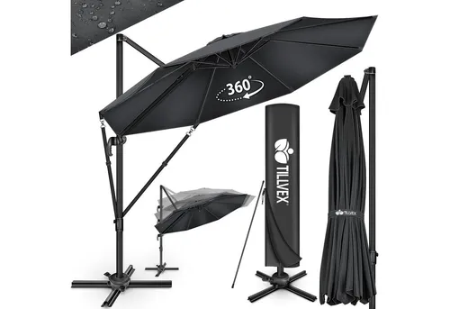 tillvex Premium Alu Sonnenschirm 330 cm mit Kurbel und Windsicherung - Sonnenschirm mit 360° Drehfunktion und UV-Schutz 50+, ideal für Garten und Terrasse. Wetterfestes, wasserabweisendes Material sorgt für Langlebigkeit.