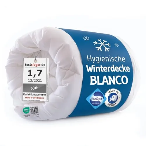 BLANCO 260x220 cm Ganzjahresdecke - Große 𝐗𝐗𝐋 Steppdecke mit hygienischem Schutz für Allergiker, optimale Feuchtigkeitsregulierung und waschbar bei 60°C – ideal für das ganze Jahr!